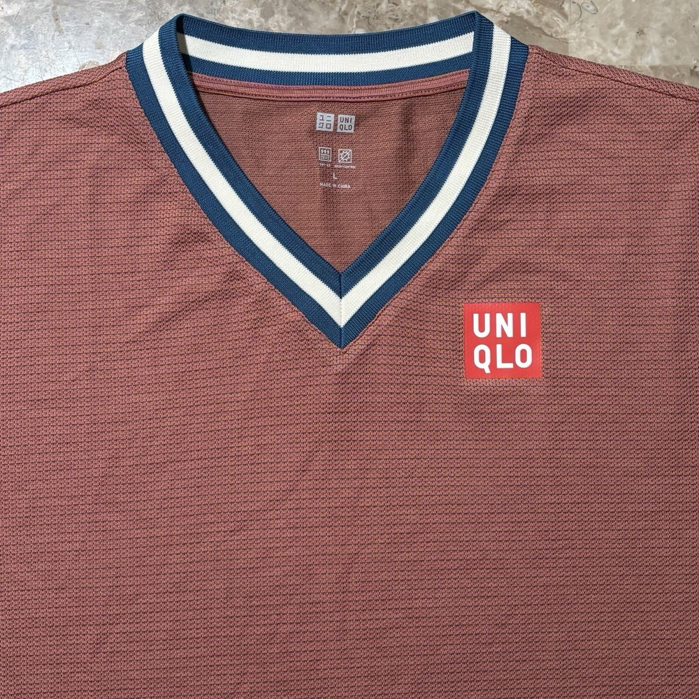 Uniqlo Kei Nishikori Shirt Mens Large Pink Ringer DRY EX Lemaire Tennis